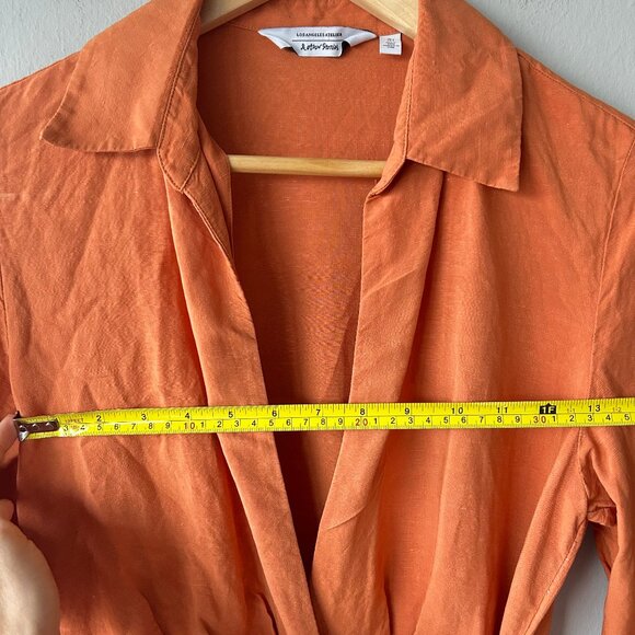 & Other Stories Wrap Midi Dress Rust Orange Women’s Size 4 Long Sleeve - Picture 8 of 9